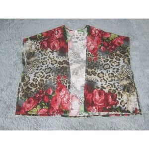 Now N Forever Top Womens Medium Floral Print Casual Tunic Blouse Open Front